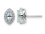 2/5 Carat (ctw) Aquamarine Halo Earrings in 14K White Gold with Lab-Grown Diamonds